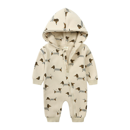 Baby spring clothes hooded romper baby clothes newborn jumpsuit baby baby long-sleeved fleece clothes