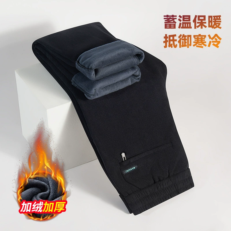 Трансграничная оптовая продажа вельветовые брюки для мужчин 2024 осень и зима новые плюшевые толстые теплые прямые брюки