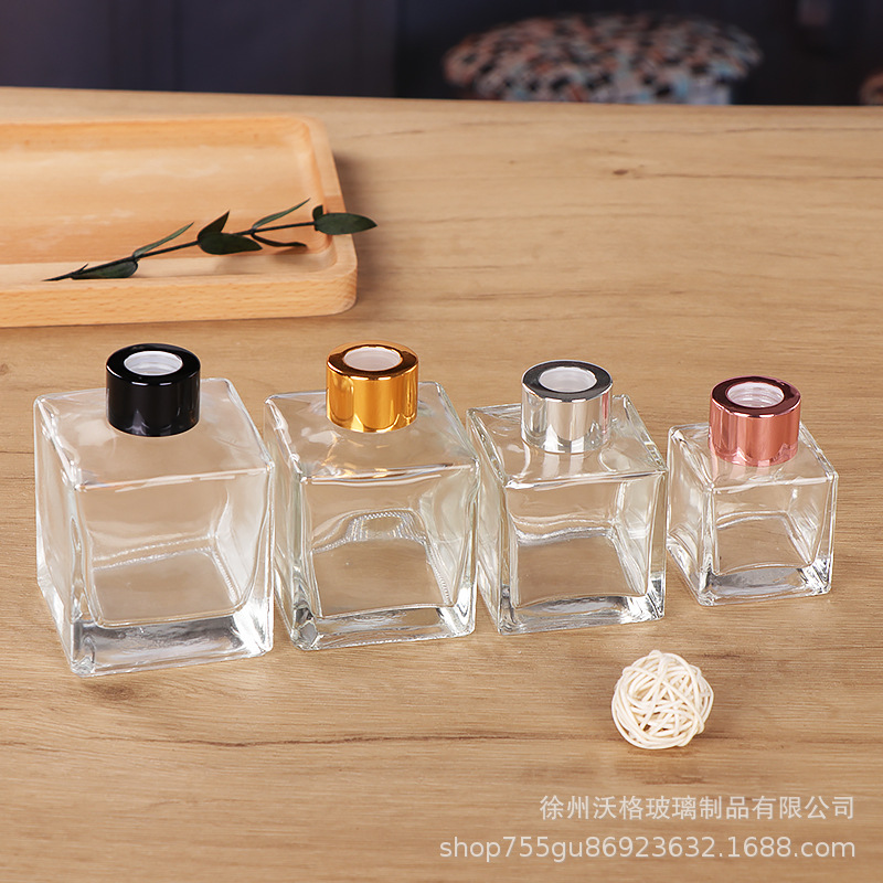 香薰瓶50ml方形透明香水玻璃瓶扩香瓶香氛精油瓶四方无火香薰瓶子