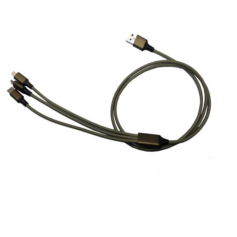 Apple, huawei, nylon woven mobile phone, compatible charging cable, three-in-one, 1m, 4A, Android