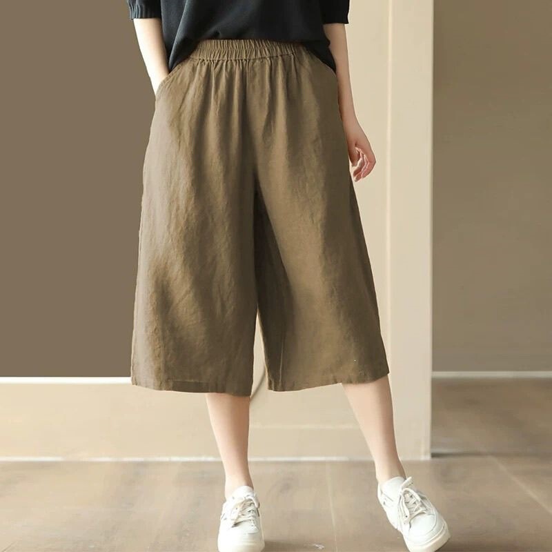 Cotton and Linen Women's Pants, Foreign Trade, Loose Casual Cropped Pants, Clearance, Solid Color, Other Vintage Styles, Discount, Bargain