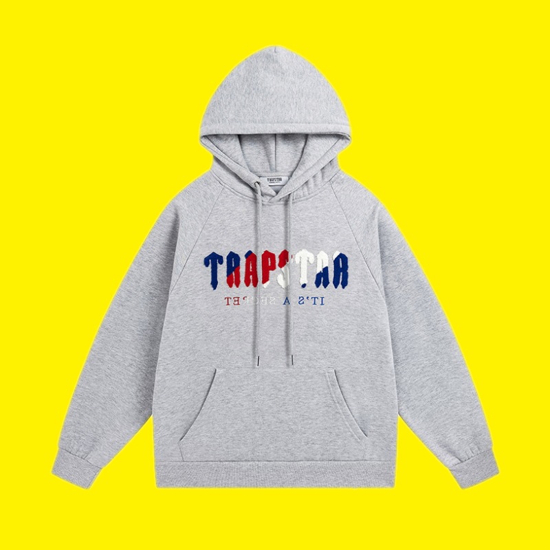 Trapstar azul Tigre cabeza toalla bordado traje forro polar suéter con capucha ceñida deportes casual pantalones largos