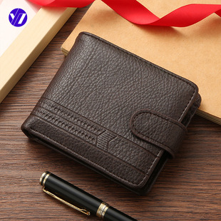 Men's wallet new PU leather short foreign trade cross-border zipper buckle wallet new wallet business change clip