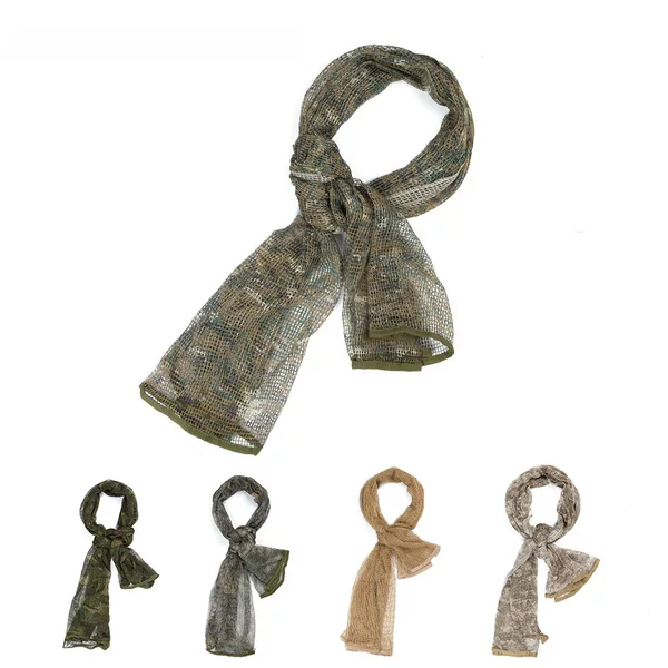 Long Camouflage Tactical Scarf, Multi-Purpose Camouflage Breathable Mesh Scarf, Magic Turban, Outdoor Cycling Scarf