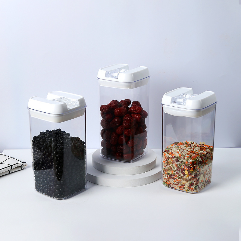 Tanque sellado para el hogar Caja de almacenamiento de cocina Almacenamiento cuadrado transparente Aperitivos frescos Tanque de granos integrales