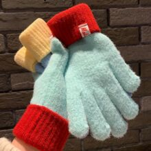 多巴胺彩色保暖毛线手套女秋冬季新款针织可触屏冬天骑行五指防寒