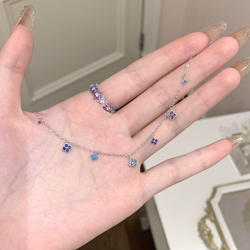 S925 Sterling Silver Plated with 14K Gold Mini Colorful Dopamine Four-Leaf Clover Bracelet for Women with a High-End Design