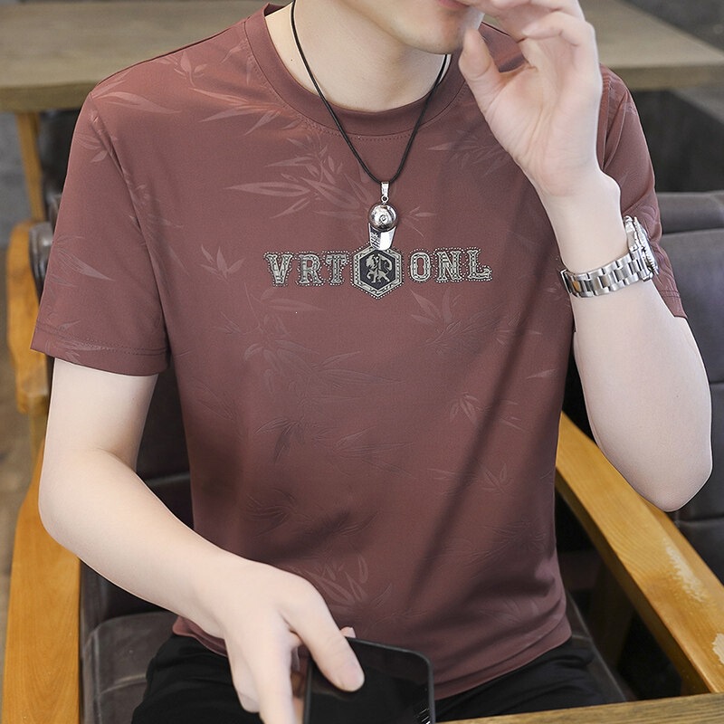 Men's Short-Sleeved Youth Versatile Ice Silk T-Shirt, Men's Summer Trendy Top, Loose and Casual.