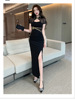 Sexy Dress New Chinese Qipao Slim Fit Wrapped Hip Open Back Long Dress