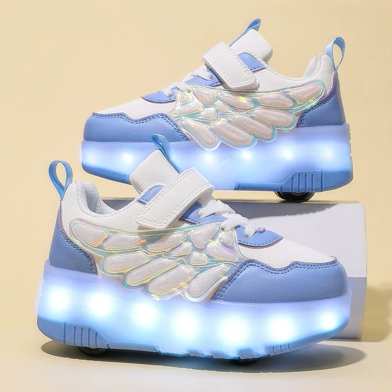 Детские модные неоновые светящиеся кроссовки, sneakers, ролики для мужчин и женщин