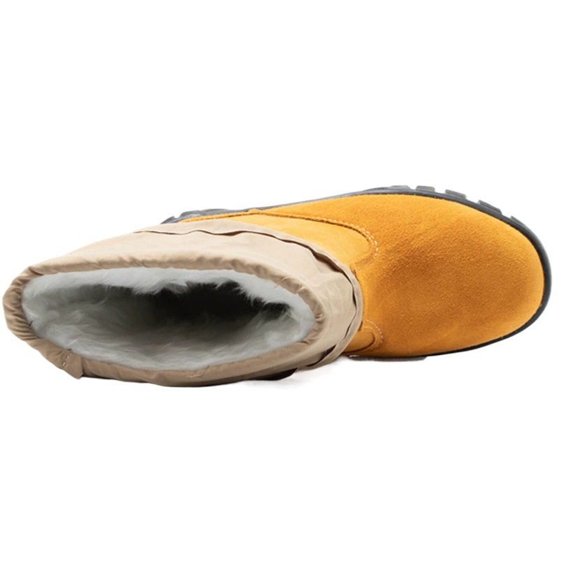 Оптовая зимняя защитная обувь на флисовой подкладке, замшевые ботинки с высоким верхом, стальная сумка с защитой от ударов, защита от проколов, Рабочая защитная обувь