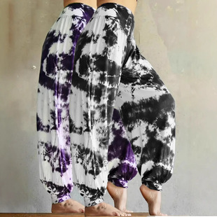 2025 European and American Autumn and Winter Women's Casual Printed Tie-Dye Loose Pants Women's Fashion High-Waisted Tie-Dye Pants Women's Clothing