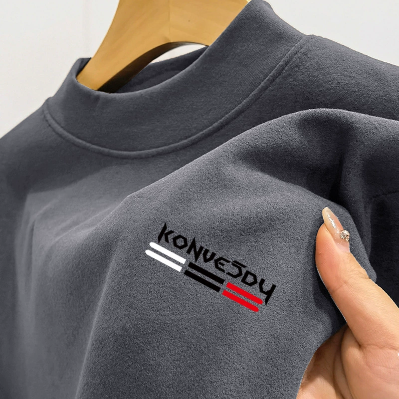 Оптовая Продажа с фабрики, простое облегающее бархатное холодостойкое теплое нижнее белье с полу-высоким воротником, Мужская осенняя одежда, Базовая рубашка, Топ