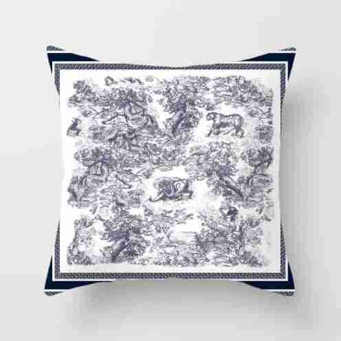 Cross-border AliExpress logo de marca europea y americana logo estilo de lujo ligero estilo cuadrado moda sala de estar sofá funda de almohada de felpa corta