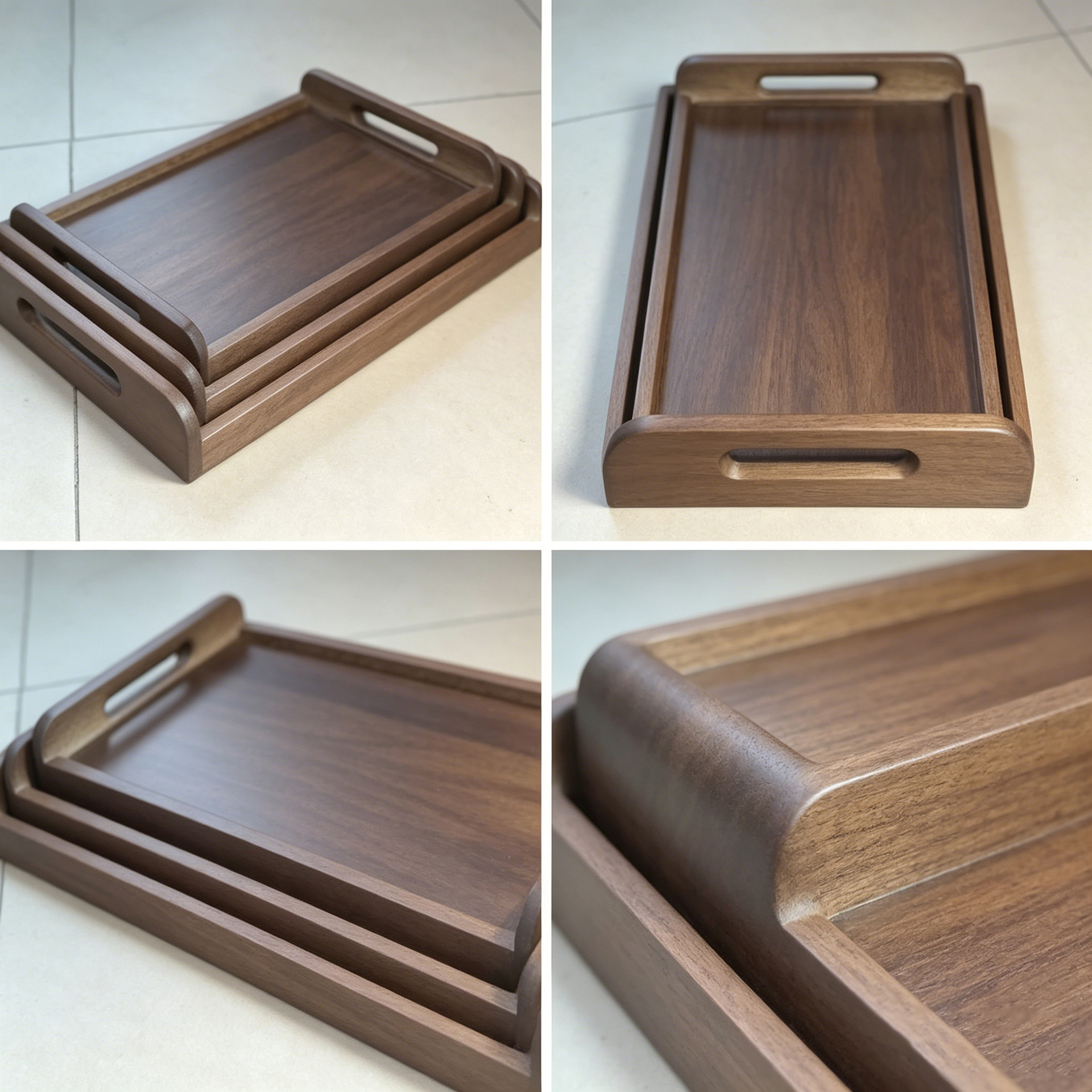 bandeja rectangular de color nuez, bandeja de platos de hotel comercial, bandeja de té doméstica, bandeja de mano multi-especificaciones