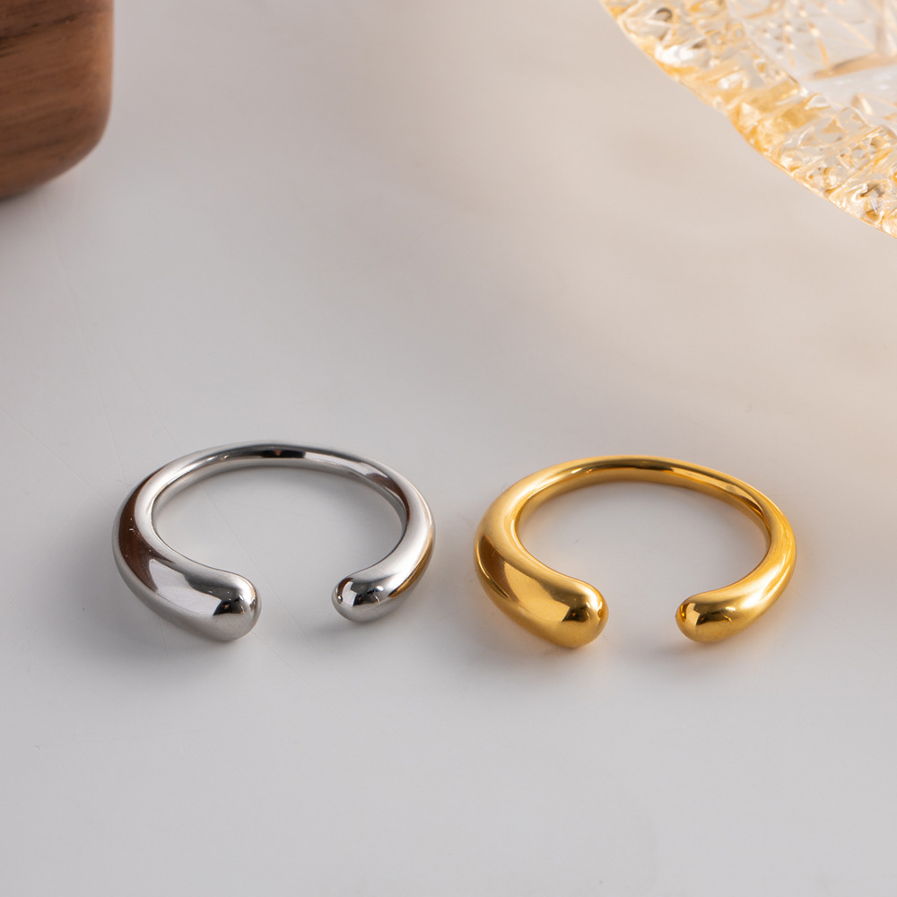 Simple Style U Shape Stainless Steel Plating Inlay Open Ring 1 Piece