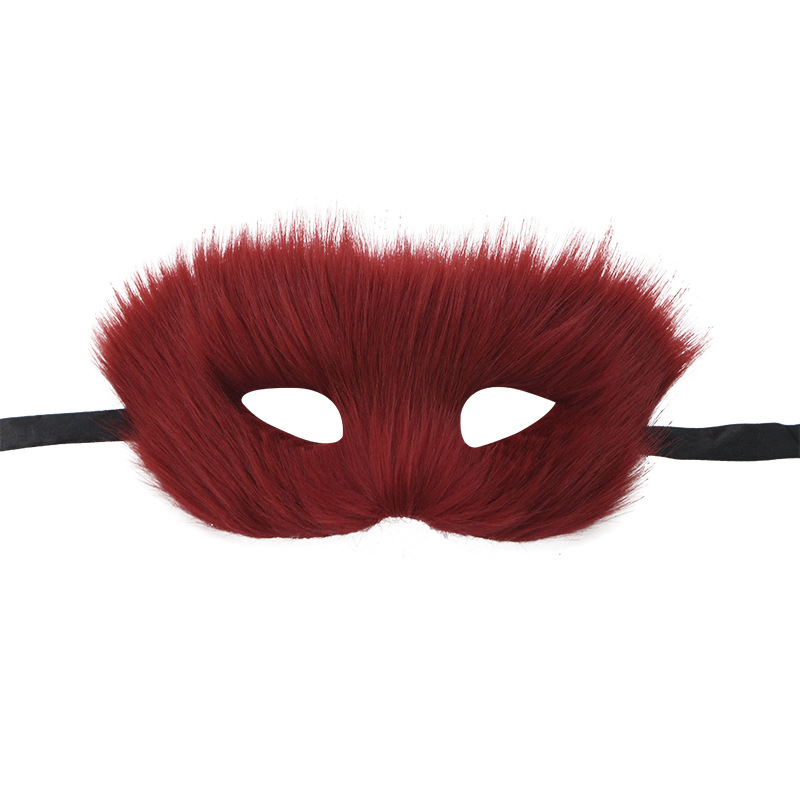 Oferta exclusiva de Amazon Venta caliente máscara de media cara de zorro de pelo largo fiesta de baile máscara de zorro de peluche sexy