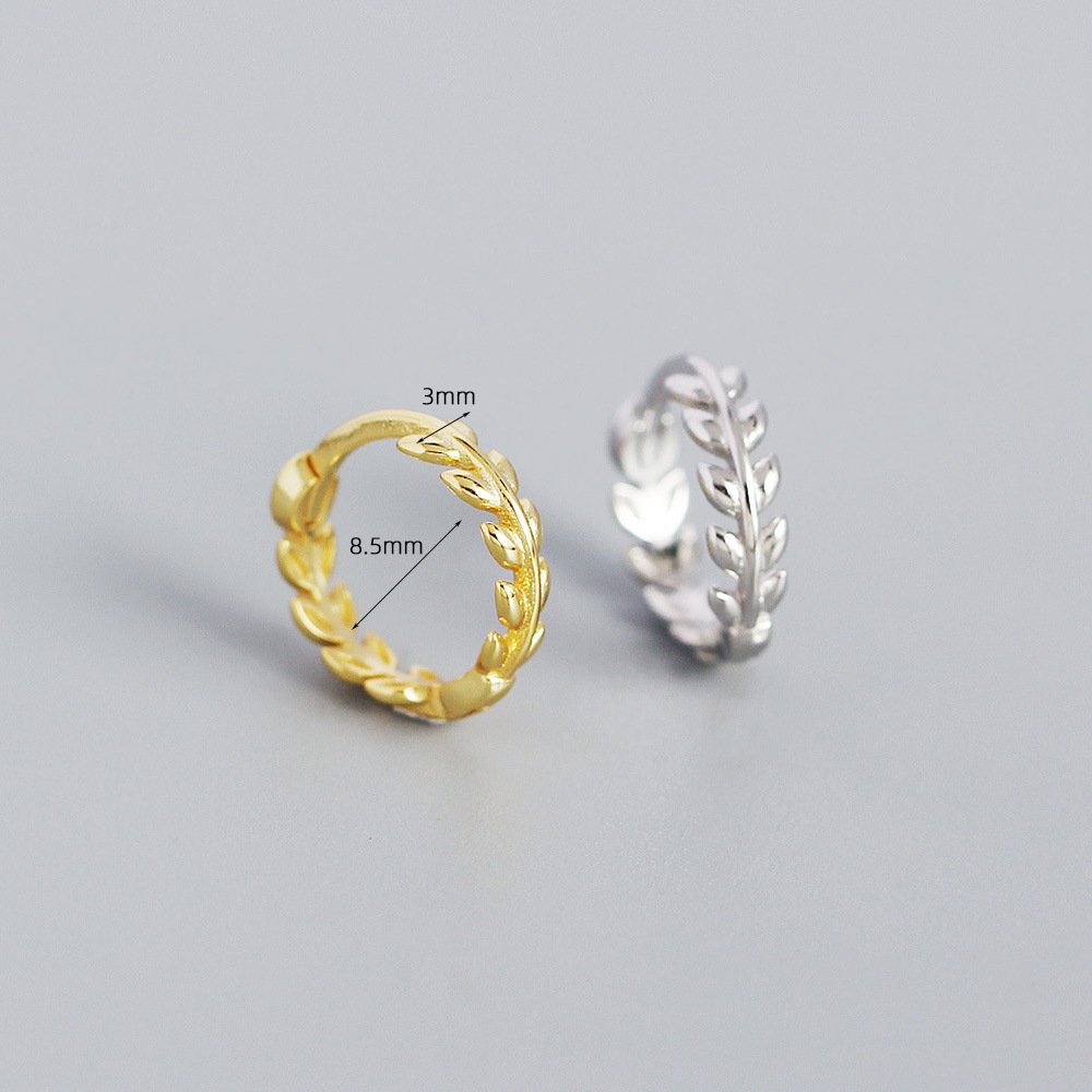 Hoop Earrings Classification 1 Pair Quantity 1 Pair 925 Sterling Silver Leaf Hoop Earrings