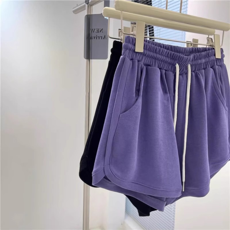 European and American Style Summer Outer Wear Home Wide Leg Cotton Shorts Women's All-match Loose High Waist Sports Casual Running Hot Pants