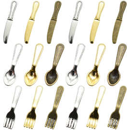 跨境热销diy合金配件饰品 迷你仿真餐具吊坠刀叉勺子挂件微缩配件