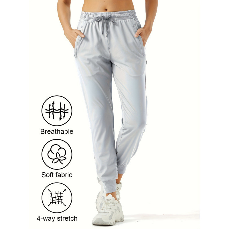 2026 Cross-Border New European and American Women's Jogging Pants (with Zipper Pockets) Tapered Running Pants