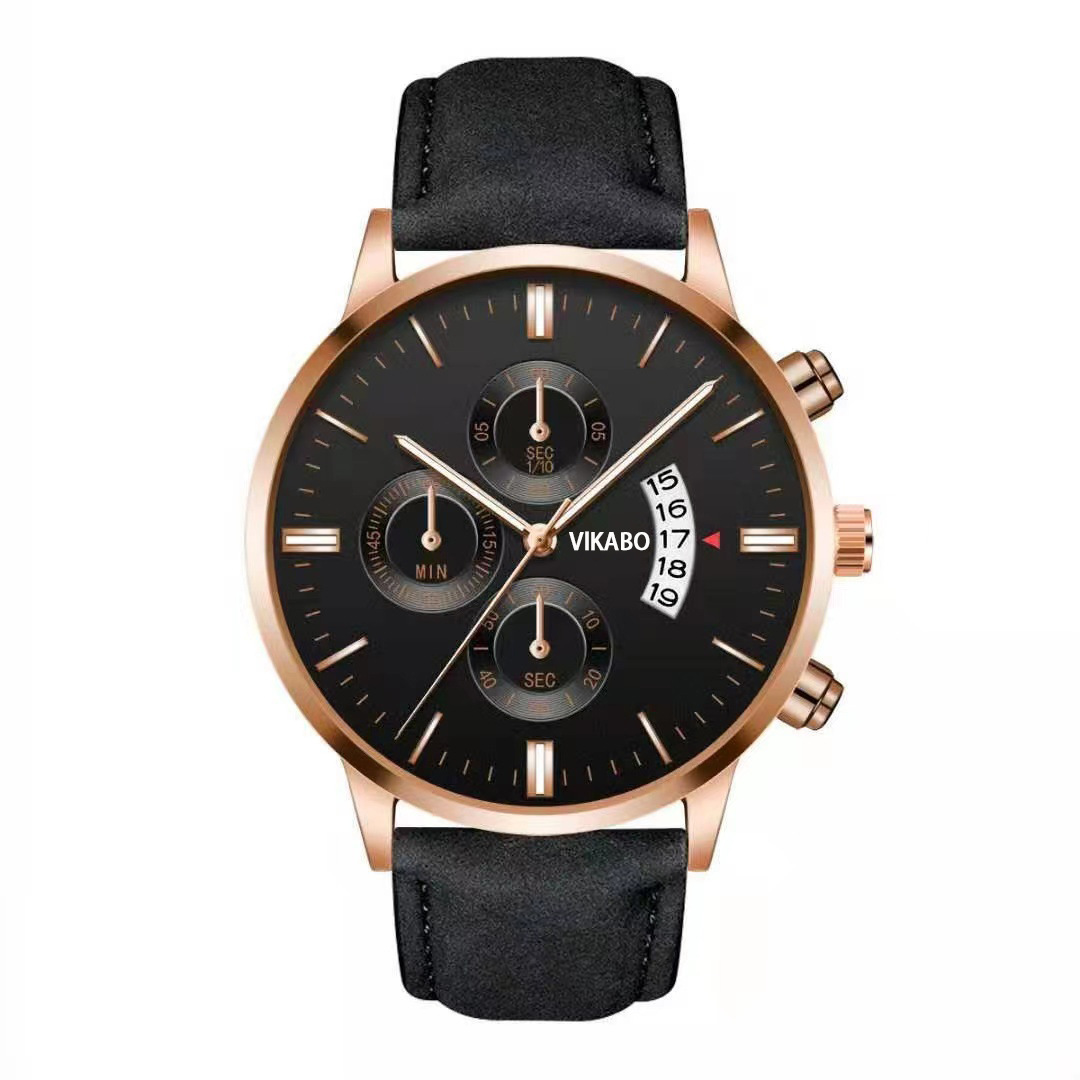 Venta caliente transfronteriza de los hombres falsos reloj de tres ojos con calendario tendencia de moda de negocios correa de cuarzo reloj de los hombres fábrica al por mayor