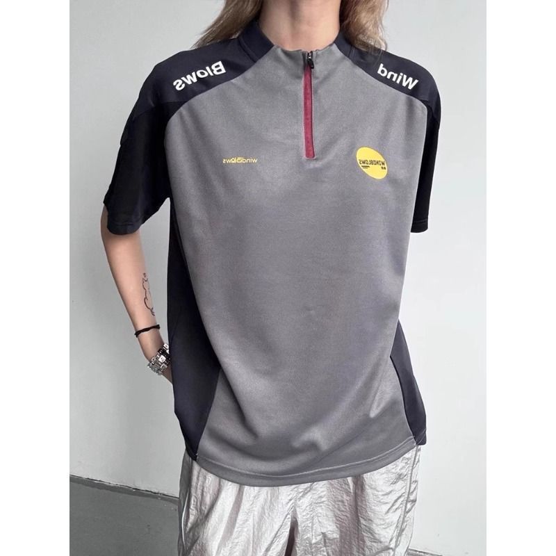 BLETROU丨ハーフジップコントラストカラーステッチジャージ半袖夏クール速乾Tシャツ日焼け止めスポーツサイクリングジャージ|undefined