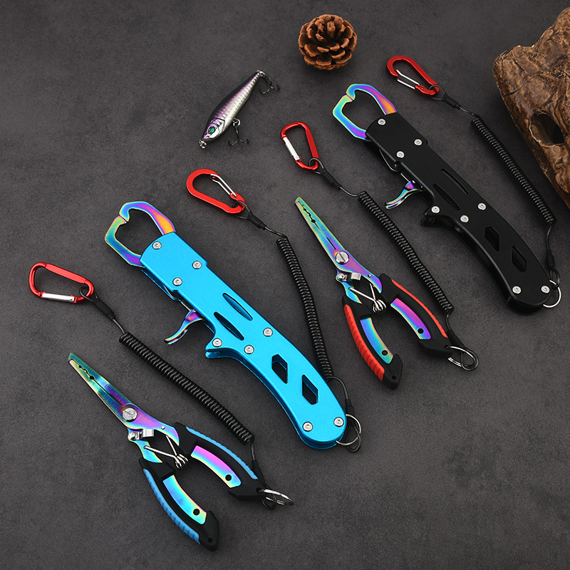 Stainless Steel Lure Fish Control Device, Portable Aluminum Alloy Fish Clamp, Fishing Pliers, Non-Slip Lure Pliers, Camouflage Fish Control Tool