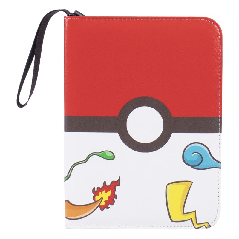 Álbum de tarjetas de gran volumen Venta caliente 4 cuadrículas 9 cuadrículas Álbum de tarjetas de juego Cartoon PU Collection Book Paquete de tarjetas con cremallera de hojas sueltas