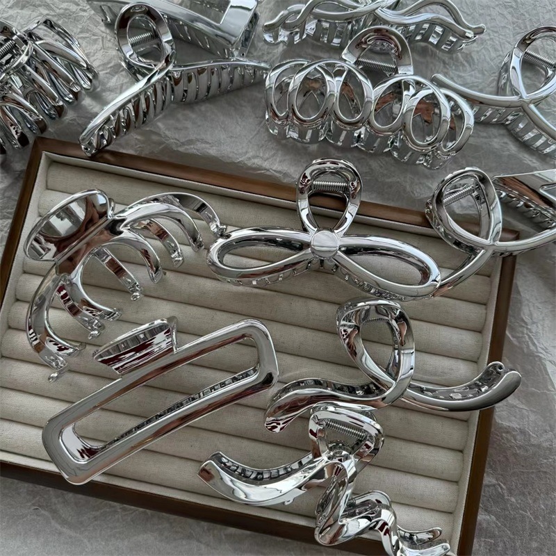 High-grade Electroplated Texture Large Grab Clip Shark Clip Large Hairpin Women's Niche Metal-like Back Head Plate Hairpin