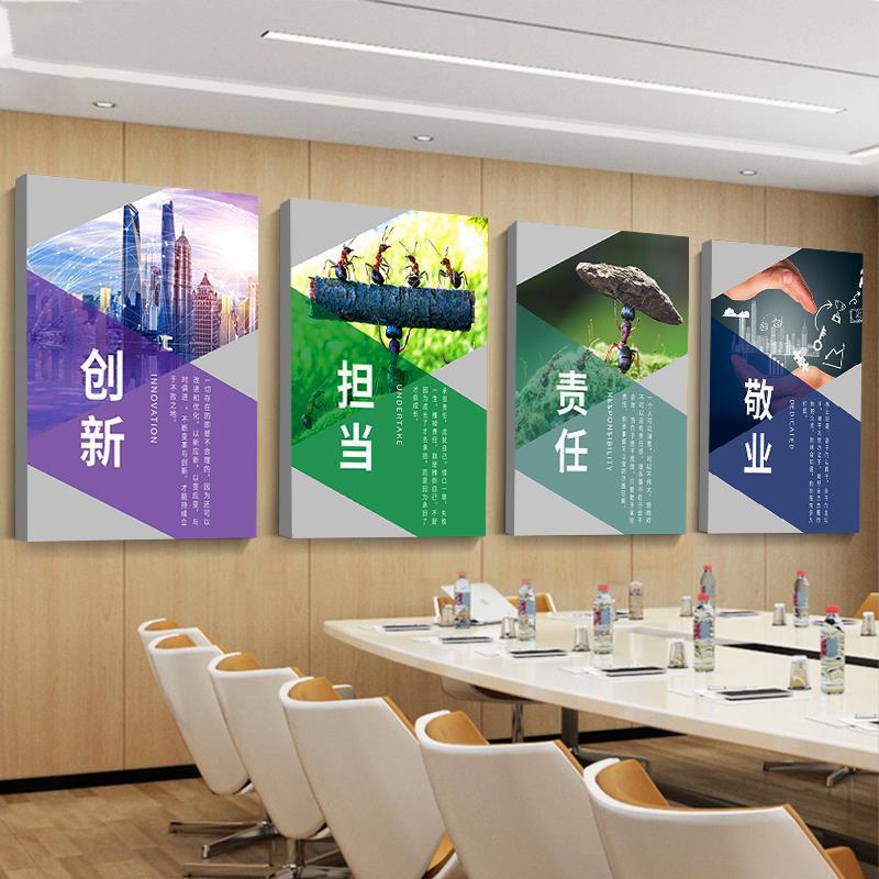 Incentivo corporativo cuelga pinturas de la reunión de la oficina decoración de la pared de la empresa eslogan equipo de fondo cultural mural