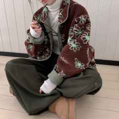 东大门2025冬装新款韩版加厚保暖羊羔毛单排扣两面穿棉服夹克外套