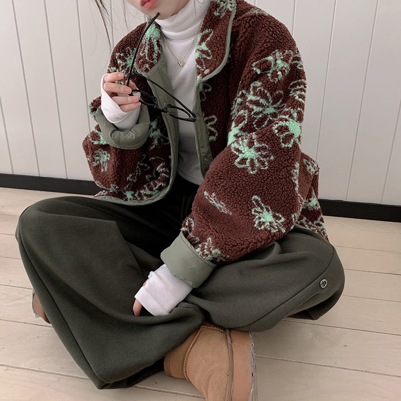 东大门2025冬装新款韩版加厚保暖羊羔毛单排扣两面穿棉服夹克外套|undefined