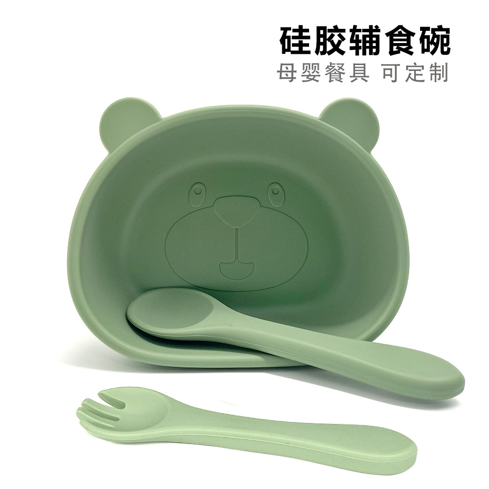 La madre y el bebé de silicona suplemento alimenticio Tazón traje integrado bebé placa lechón tazón oso bebé niños placa vajilla