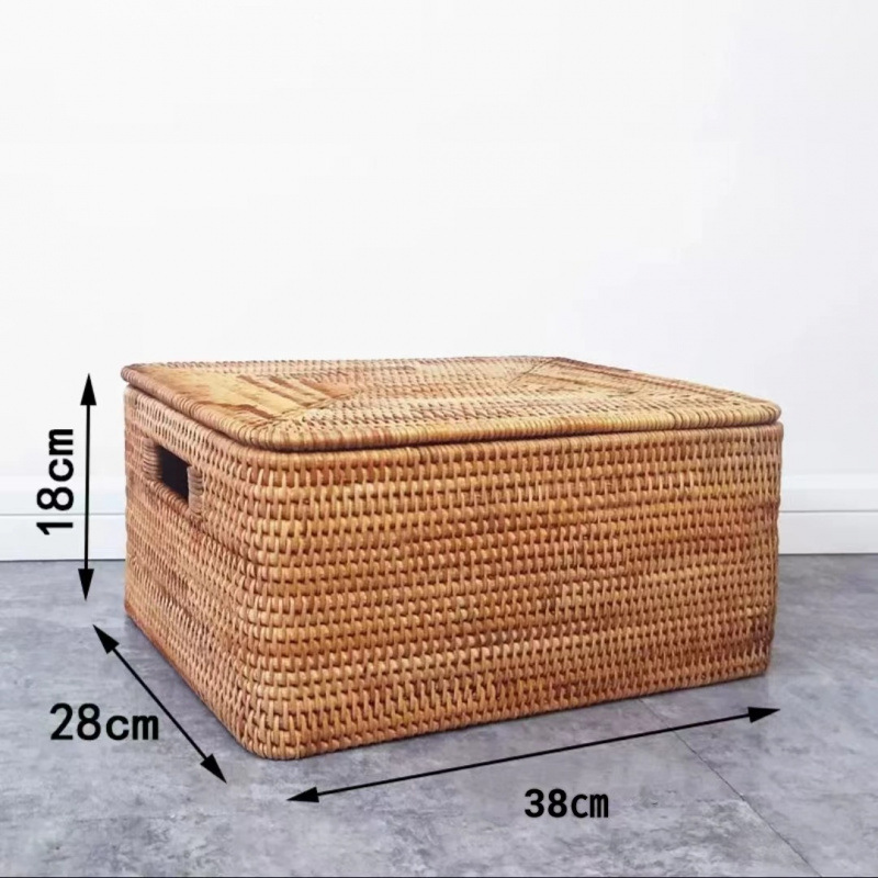 ベトナム秋籐手作り収納バスケットデスクトップ雑貨バスケット長方形おもちゃスナック衣類収納ボックス