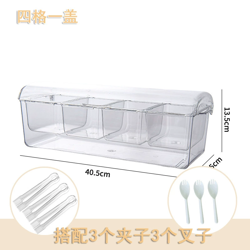 Kitchen storage box Double layer transparent rectangular with lid fresh storage box Sushi fruit salad food storage box Wholesale