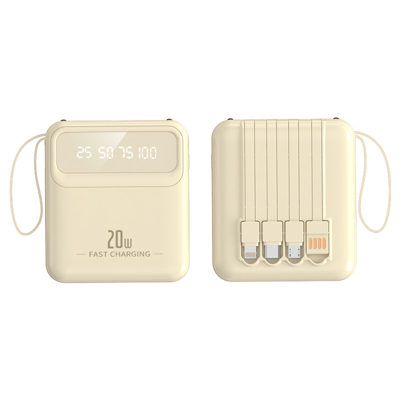 Banco de energía de regalo al por mayor Mini auto-cableado 20000 mA pantalla digital de gran capacidad energía móvil logotipo personalizado