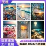 手工跨境月亮无框石画