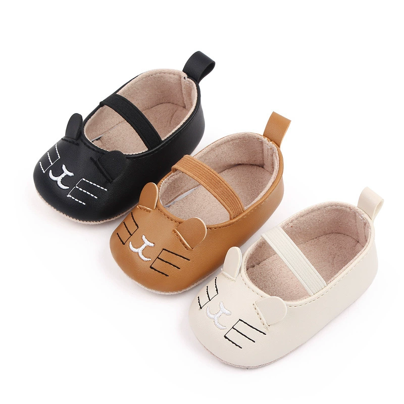 Children's cartoon footwear for early age girl's, polyurethane shoes for princess, 0-1 years, soft sole