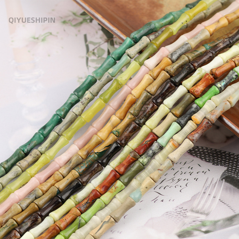 天然壽山石竹節散珠串珠玉珠子DIY配珠 diy手串水晶 竹節配件材料