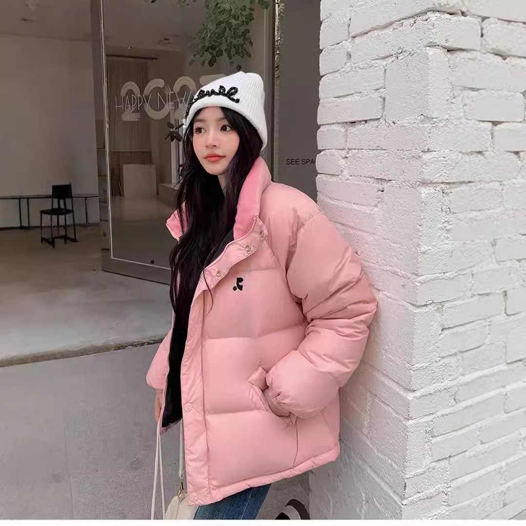 Jimo Original Factory 24 가을/겨울 새로운 한국 스타일 in Jin Yilin 같은 RR 연령 감소 수직 칼라 짧은 빵 다운 재킷