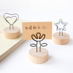 Creative Retro Natural Wood Note Holder Stand Simple Cute Photo Clip Message Pad Home Decor Ornament