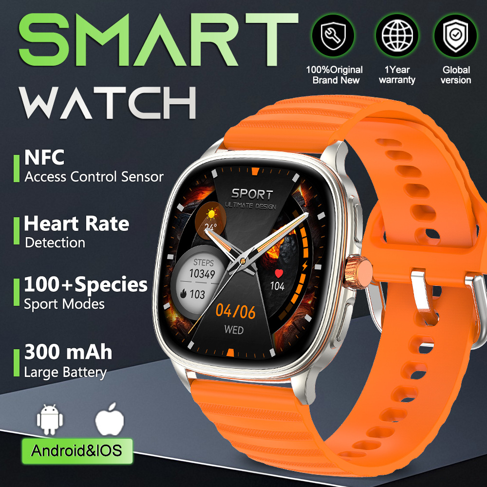 Smartwatch mit Bluetooth, Sprachsteuerung, Herzfrequenzmesser und Fitness-Tracker (HK 73)_voghion.com