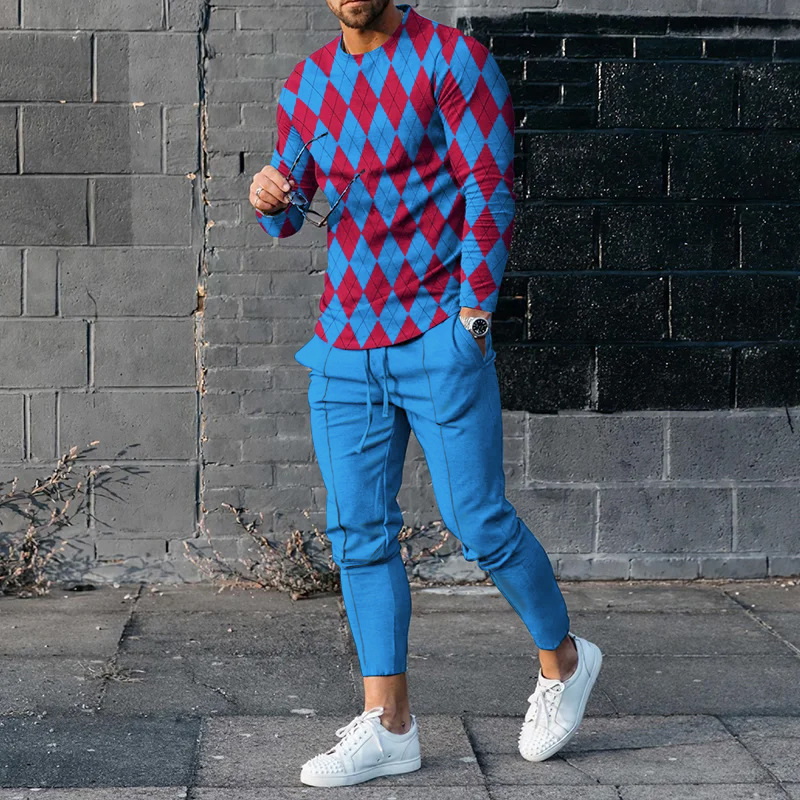 Herren Freizeit Anzug Langarm Oberteil Und Hose Sportset_voghion.com