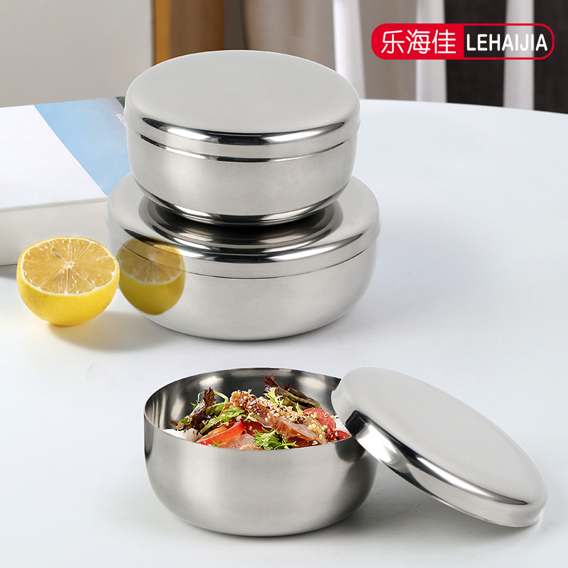 Stainless steel Korean rice bowl thickened sample bowl soup bowl with lid steamed rice South Korea cooking small Bowl Pickles Bowl