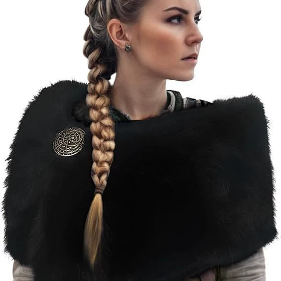 Женские Viking искусственный мех шаля и покрывал меховой шарф с Medieval брошь Аксессуары для одежды L0001