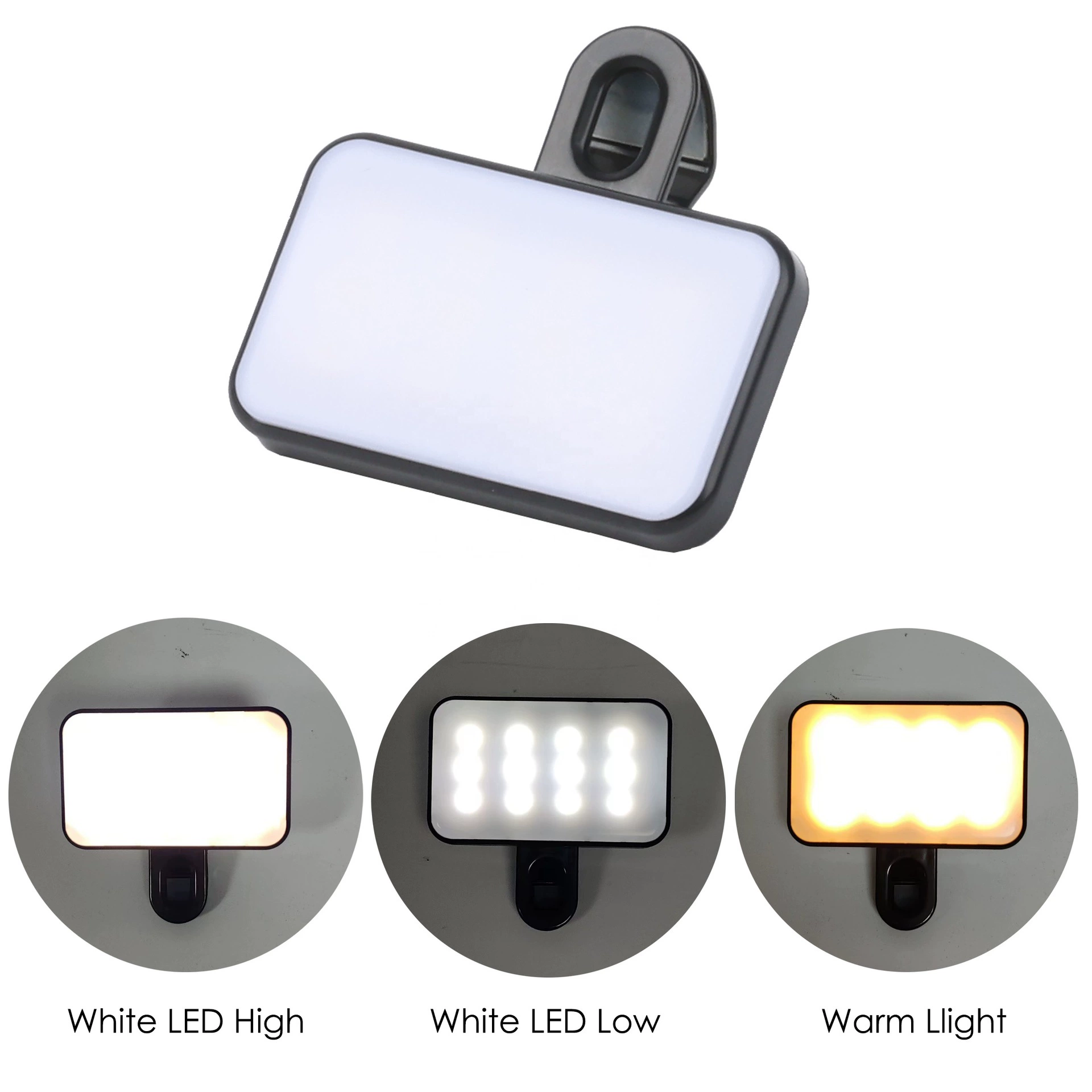 Съемная LED подсветка для телефона, планшета, ноутбука — USB-зарядка, регулируемая яркость (черный)