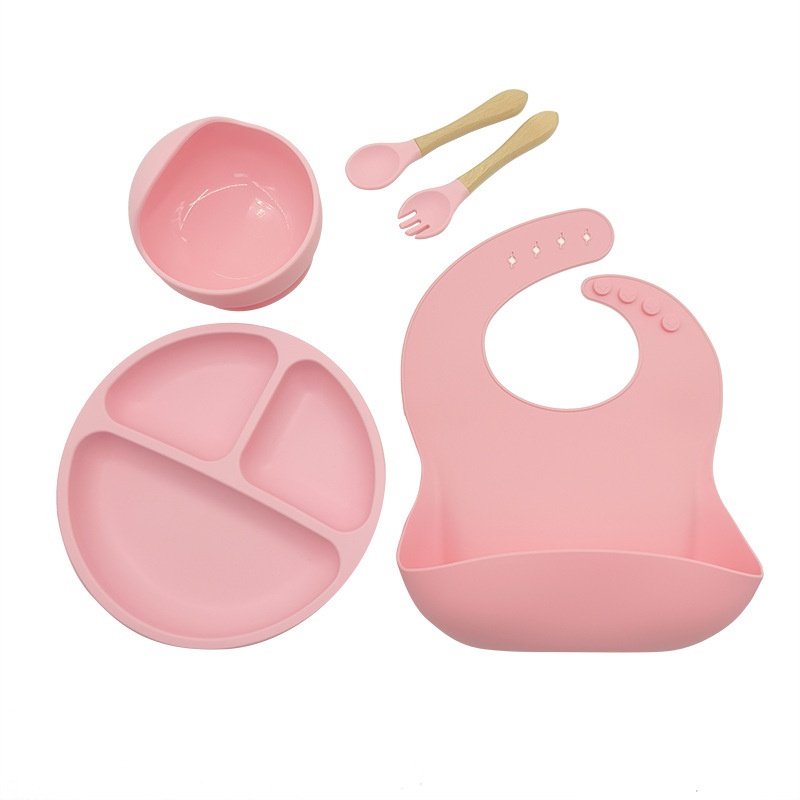Vajilla de bebé conjunto de cinco piezas de alimentos para bebés suplemento vajilla comer vajilla de silicona suministros maternos e infantiles niños vajilla traje
