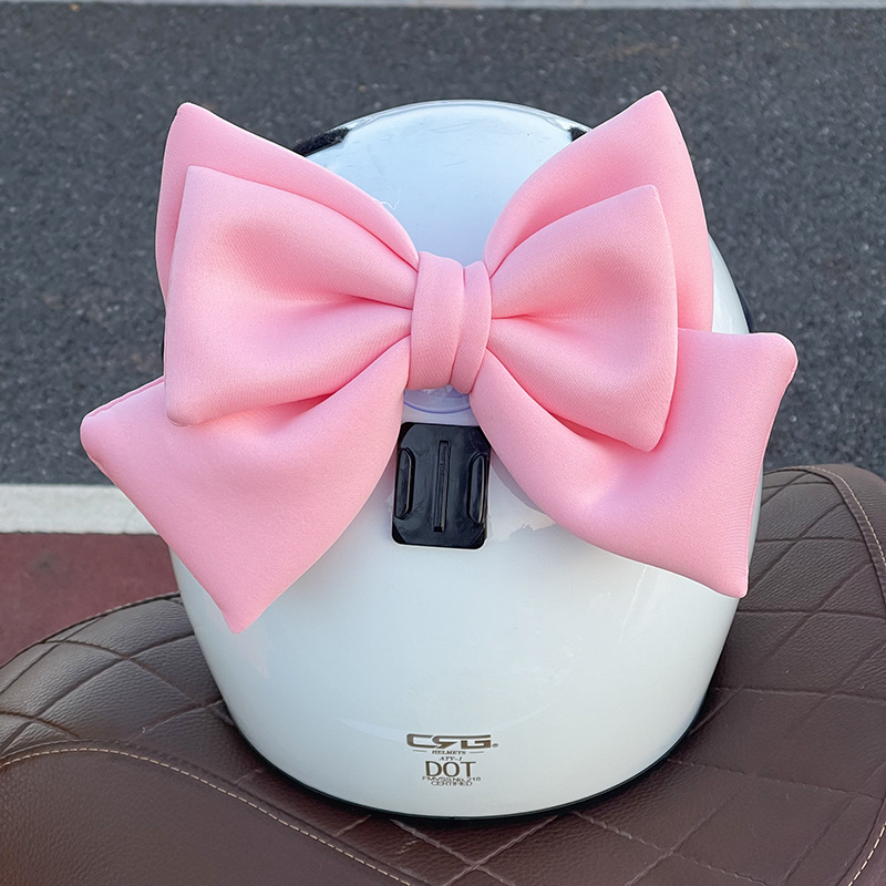 Motuoche Helmet Decoration Bowknot Motorcycle Accessories E-bike Helmet (Auto Parts and Accessories) - double-layer-luxury-bow-pink-velcro