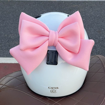 Laimeng senior sister helmet decoration big butterfly knot Net red female riding motorcycle accessories battery car helmet accessories cat ear (Motosiklet dəbilqələri) - double-luxury-bow-pink-velcro